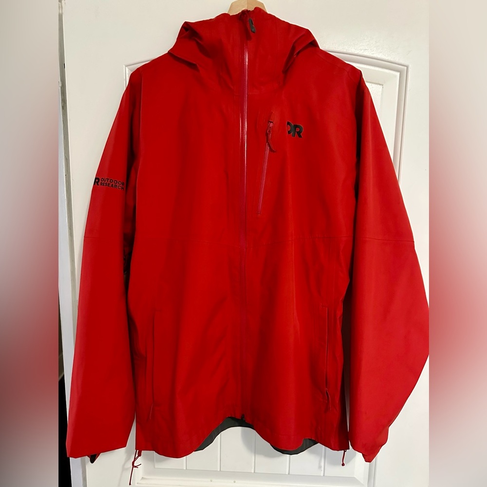 Outdoor Research Foray II Rain Jacket – Men’s L, Red, Excellent Condition